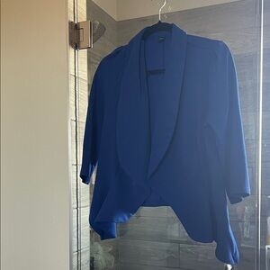 Women’s Open Front Draped Blazer Jacket - Blue Fits like M/L